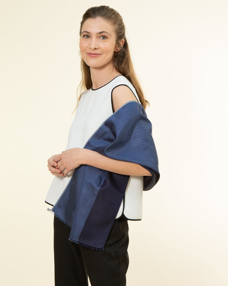 Petit foulard Bicolore en soie indigo